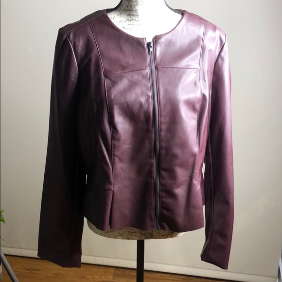 Worthington Jackets & Blazers - Worthington Burgundy Soft Faux Leather Jacket